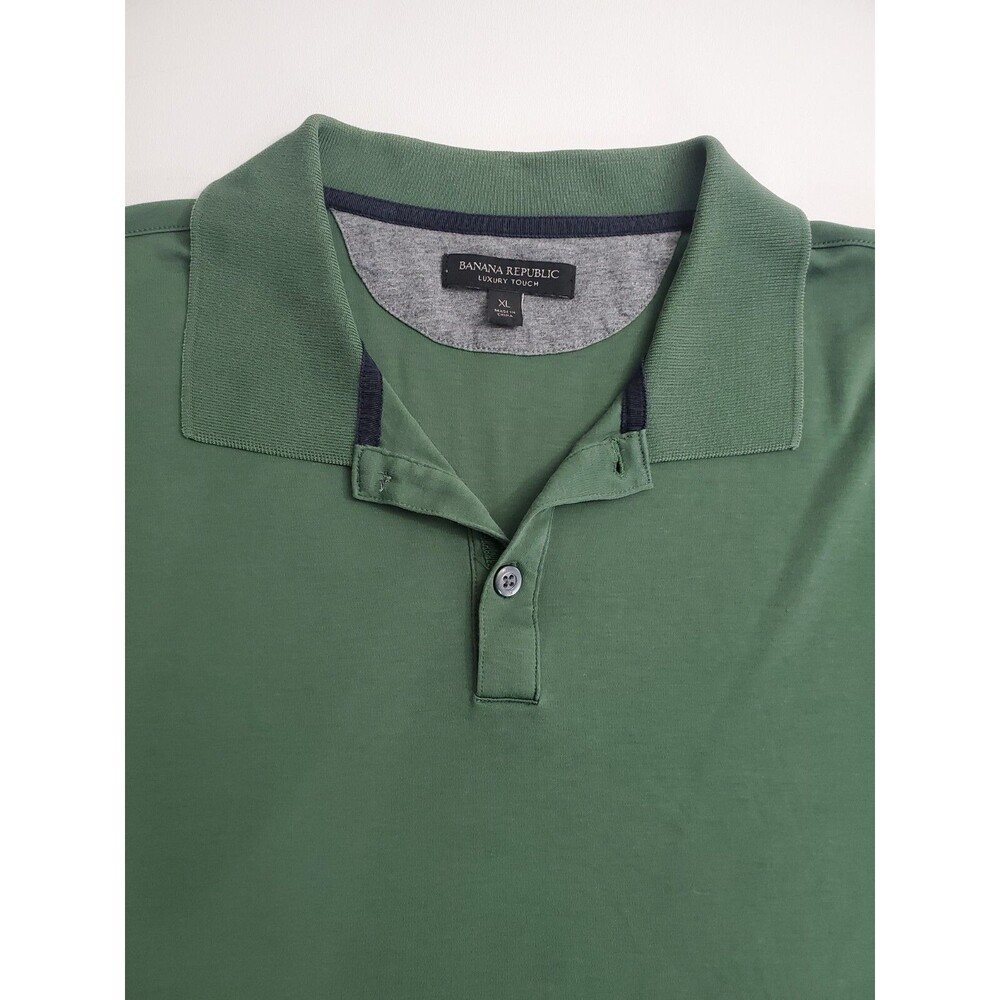 Banana Republic Men's Short Sleeve Luxury Touch Polo Shirt, Green,‎ XL